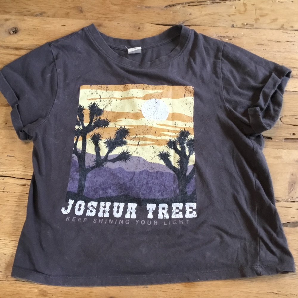 Joshua Tree S cropped shirt gray graphic small CA Vibe N’ brand